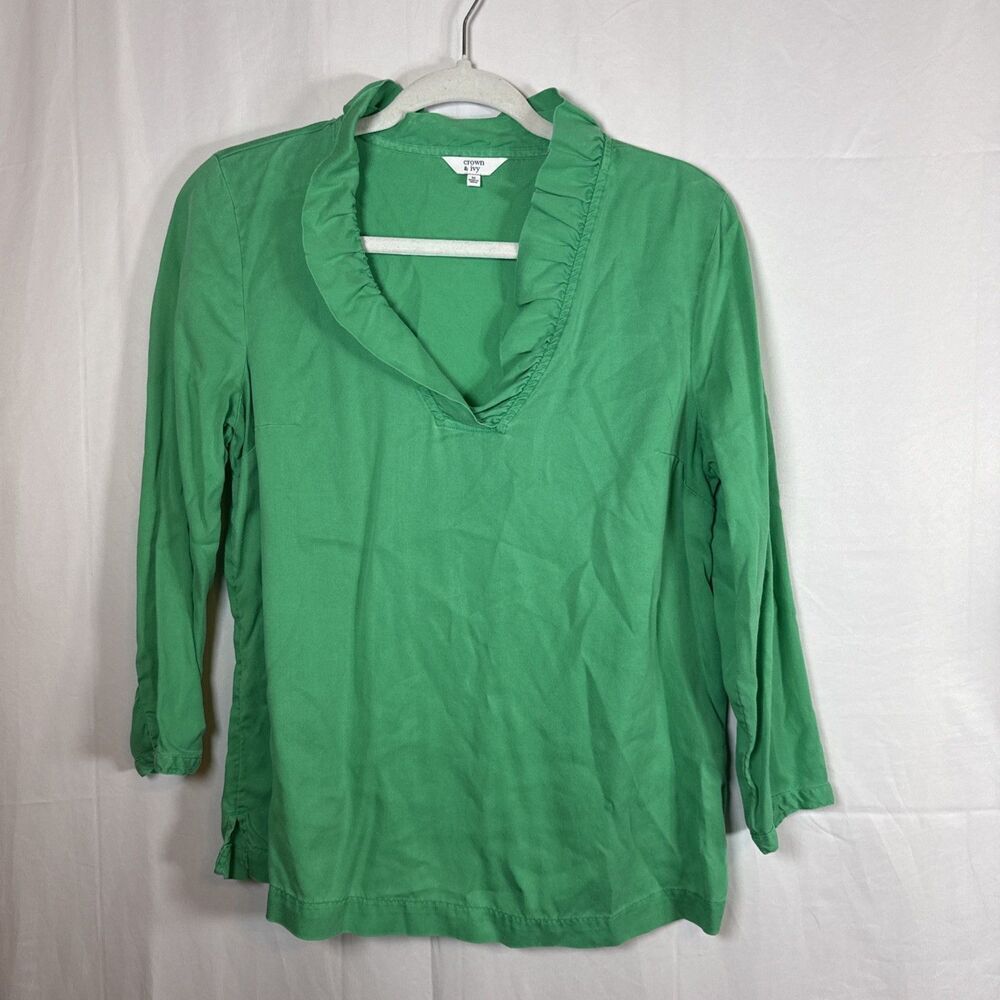 Women’s Crown & Ivy 3/4 Sleeve Top Size Medium Kelly Green Preowned